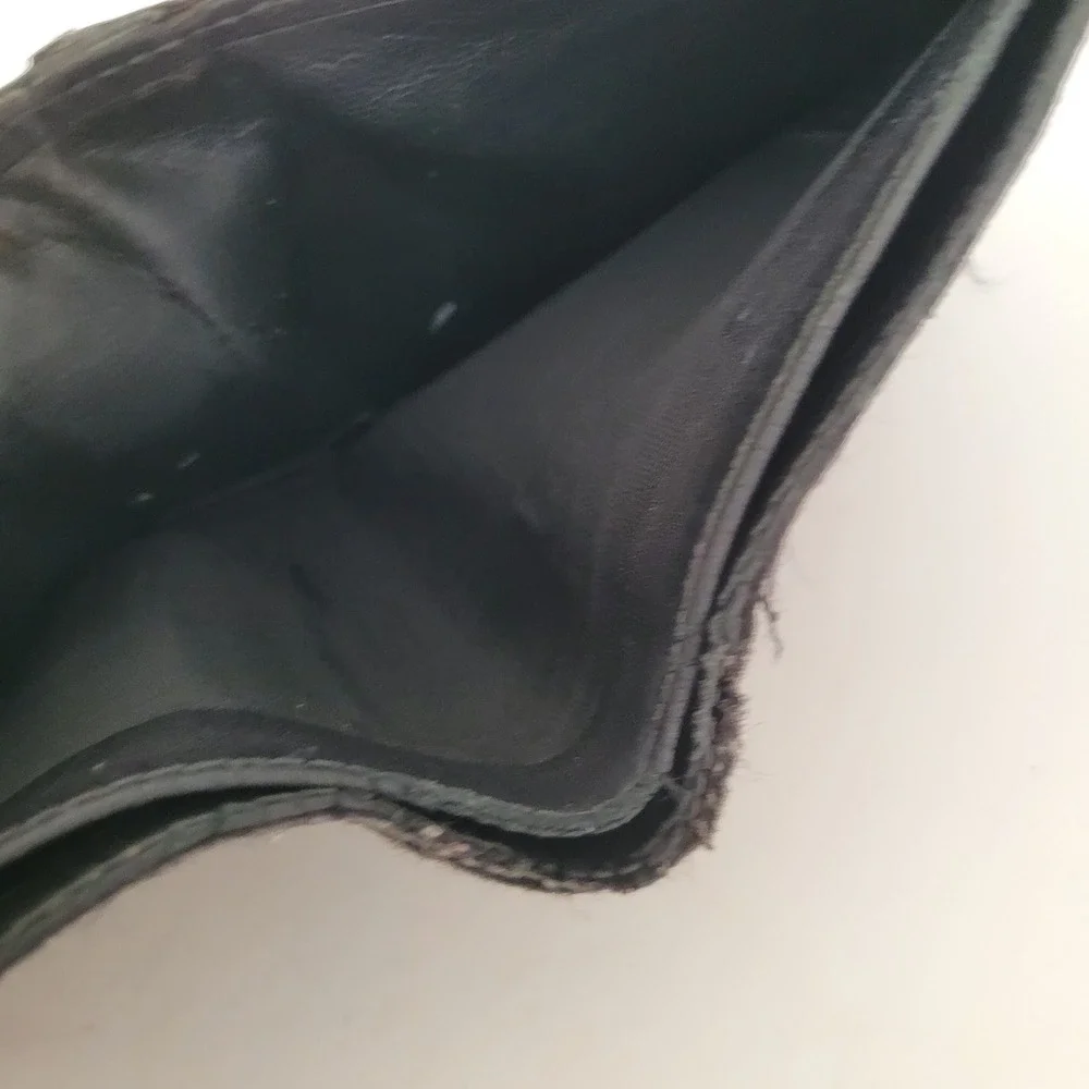 Gucci Mens Bifold Wallet Black Leather GG Guccissima Logo Coin Pocket AS IS